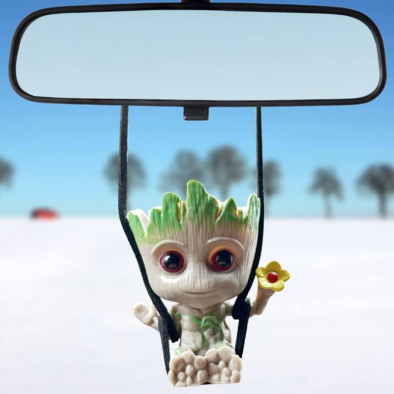 WYJS Swing Smiling Little Tree Man Car Hanging Accessory, Mirror Suspension Decoration, Charm Pendant, Lanyard: Adjustable Length - Image 1
